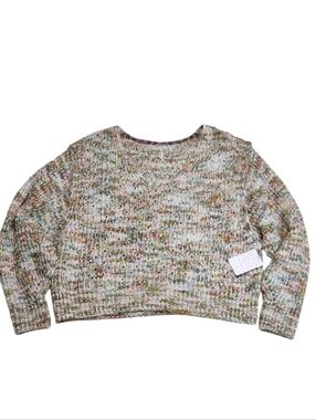 FREE PEOPLE NWT Highland V Sweater in Neutral Combo Sz Med OB1010992 Chunky Cozy